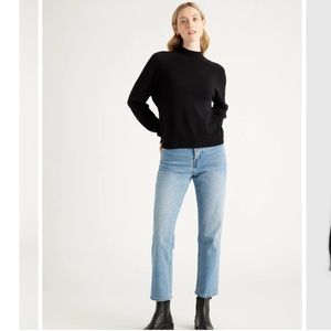 NWT Quince 100% Organic Cotton Mockneck Sweater Black